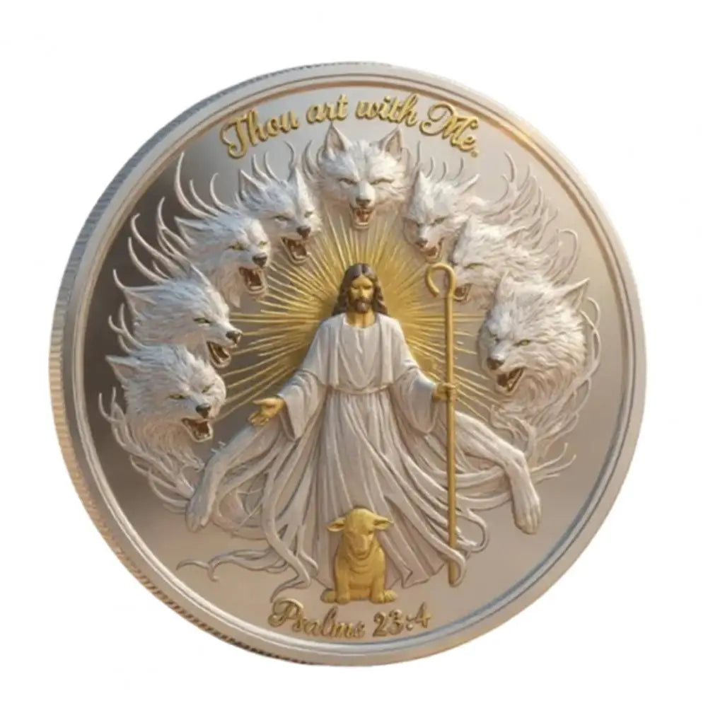 Faith Coin Faith Commemorative Coin Jesus Good Shepherd Psalm 23 4 Protection Challenge Coin Keepsake Token for Believers