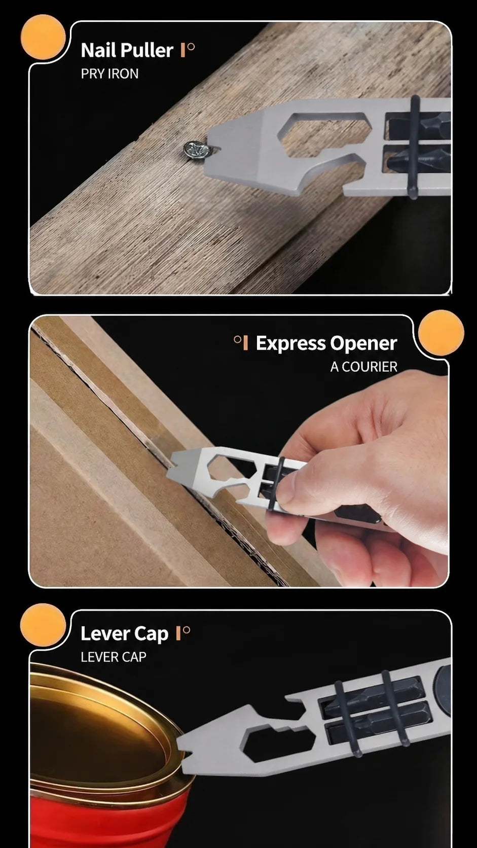 Multifunctional EDC Tool Card, Ratchet Screwdriver Crowbar Bottle Opener, Outdoor Survival Self-Defense Keychain Gadget