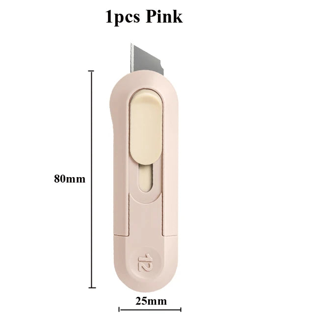 Deli Portable Mini Box Cutter Utility Knife, SK5 Metal Blades Box Opener Cutting Auto-Retractable Pocket Paper Cutter