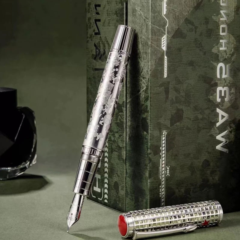 Hongdian WA35 Limited Edition Fountain Pen EF F Nib with Converter Space Shuttle Pattern Writing Gift Pen office study supplies