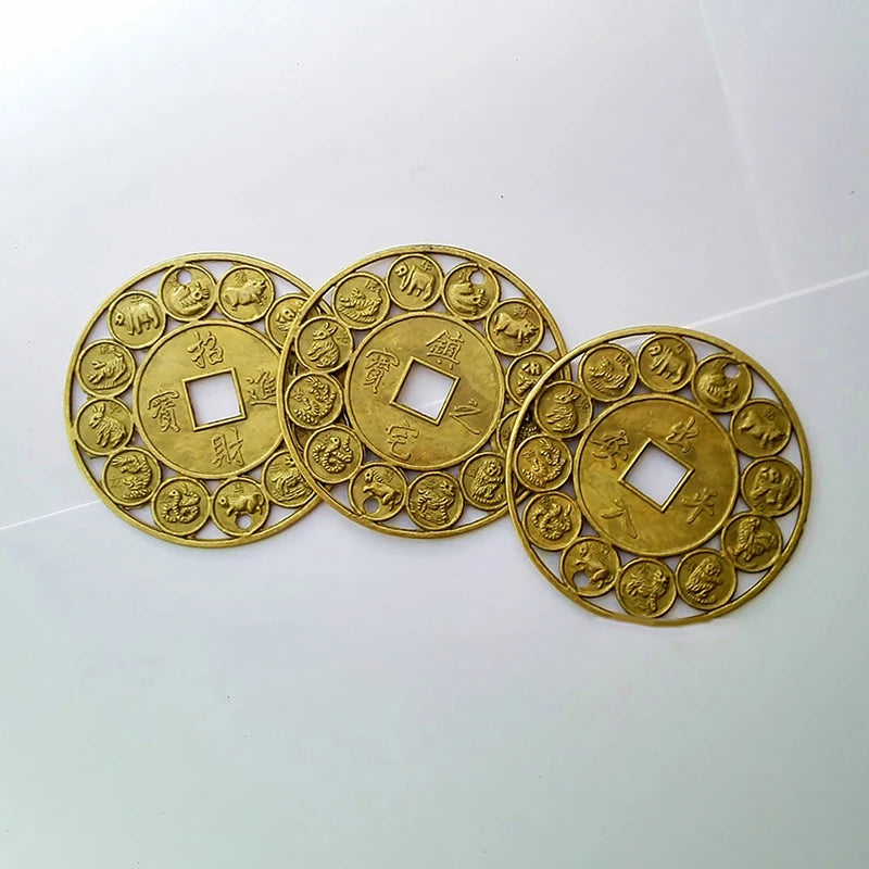 。2pcs new Amulets for Good Luck Feng Shui Coins Amulet Money Prosperous Protection Zinc Alloy Auspicious Chinese Coins of Luck
