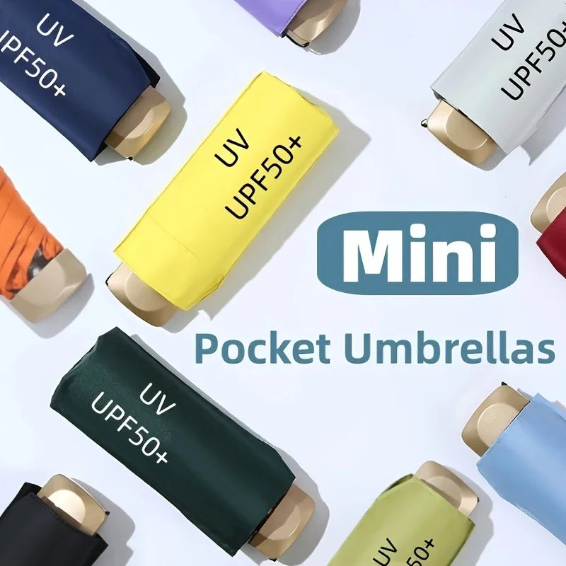 Mini Sun Umbrella Small Pocket Rain Travel Umbrella Vinyl Folding Umbrella UV Protection Sun Shade Pocket Parasol Capsule  자동