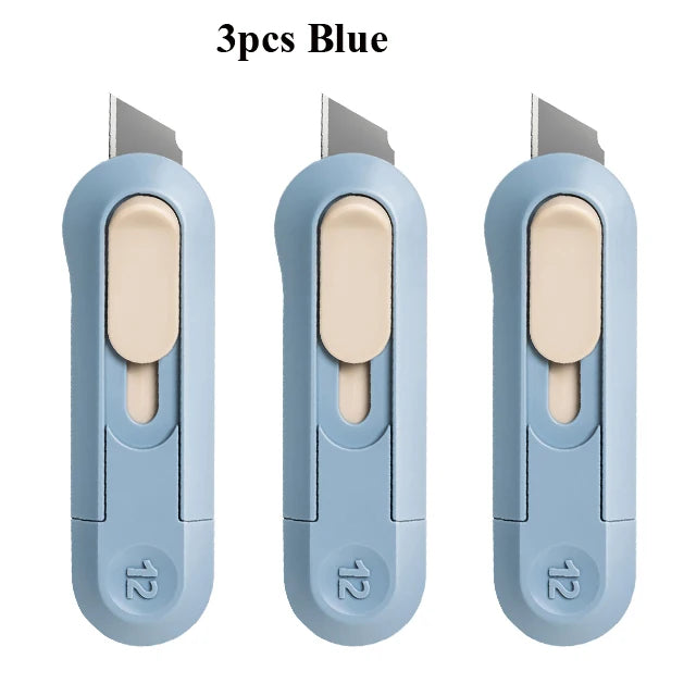 Deli Portable Mini Box Cutter Utility Knife, SK5 Metal Blades Box Opener Cutting Auto-Retractable Pocket Paper Cutter