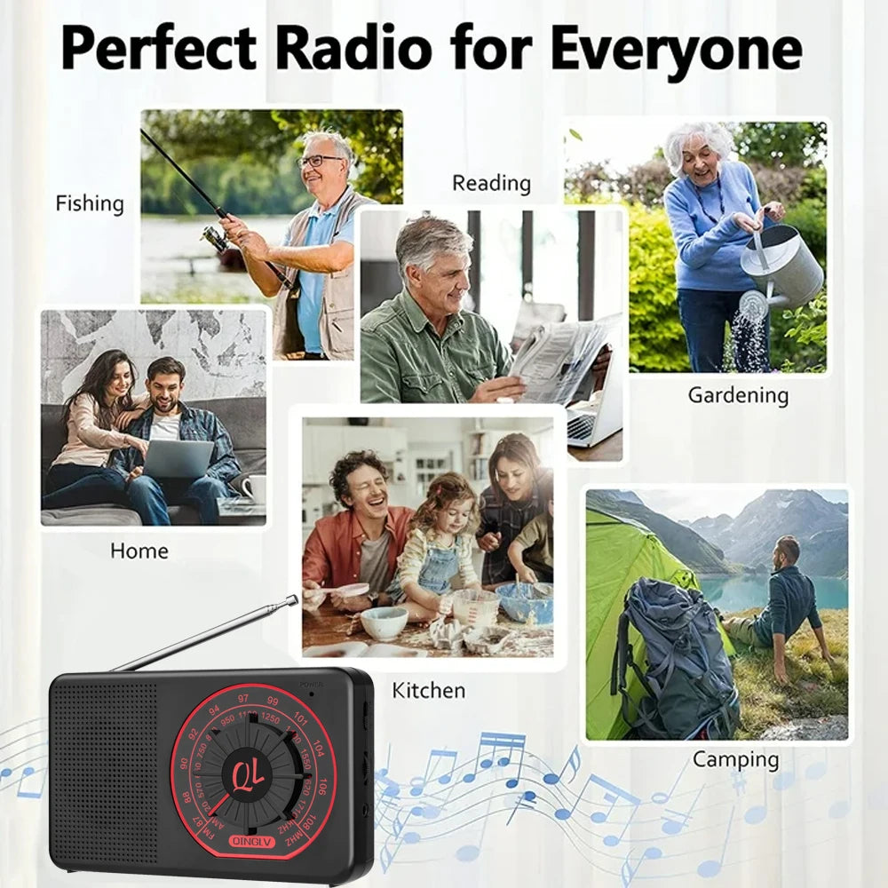 Portable AM/FM Radio with Good Reception, Large Speaker, Easy Tuning Dial & Earphone Jack for Home, Outdoor and Emergency Use