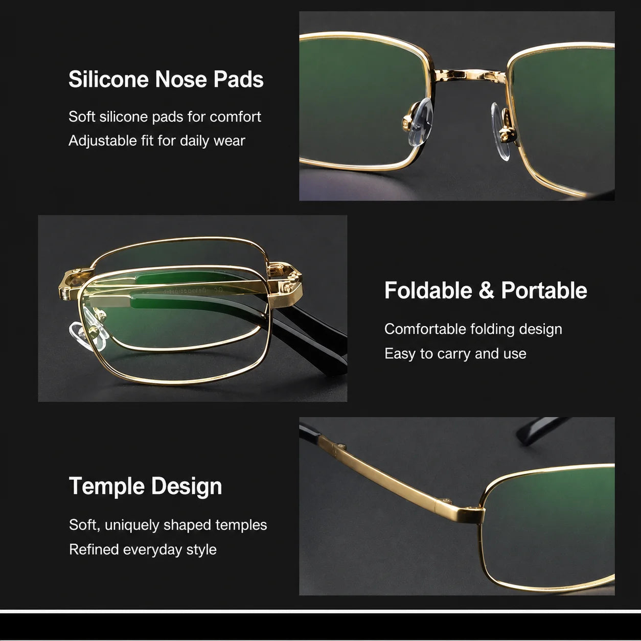 Anti-Blue Light Glasses Foldable Metal Frame Glasses Ultra Light Reading Glasses Hd For Outdoor Commuting Document Reading