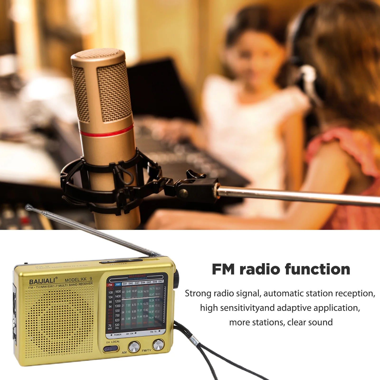 Plastic Emergency Weather Radio Full Band Portable Weather Radio SW AM FM Handheld Mini Radio Battery Powered for Indoor Outdoor