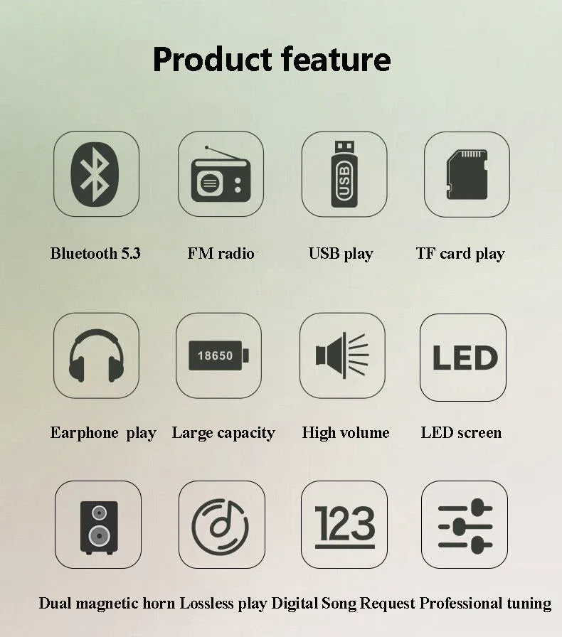 Rechargeable Portable FM Radio Type C Charging Wireless Speakers Support USB TF Card MP3 Music Player with FM Radio Receiver