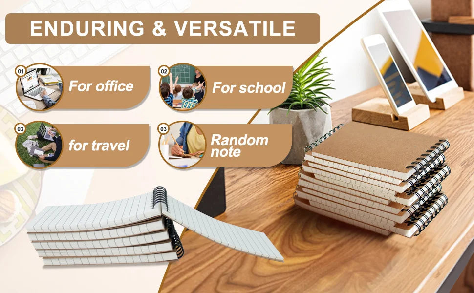6/12/18 Pcs Pocket Spiral-Bound Notepads Office-Style Mini Notebooks Lined Paper Memos For Home University School Meeting Use