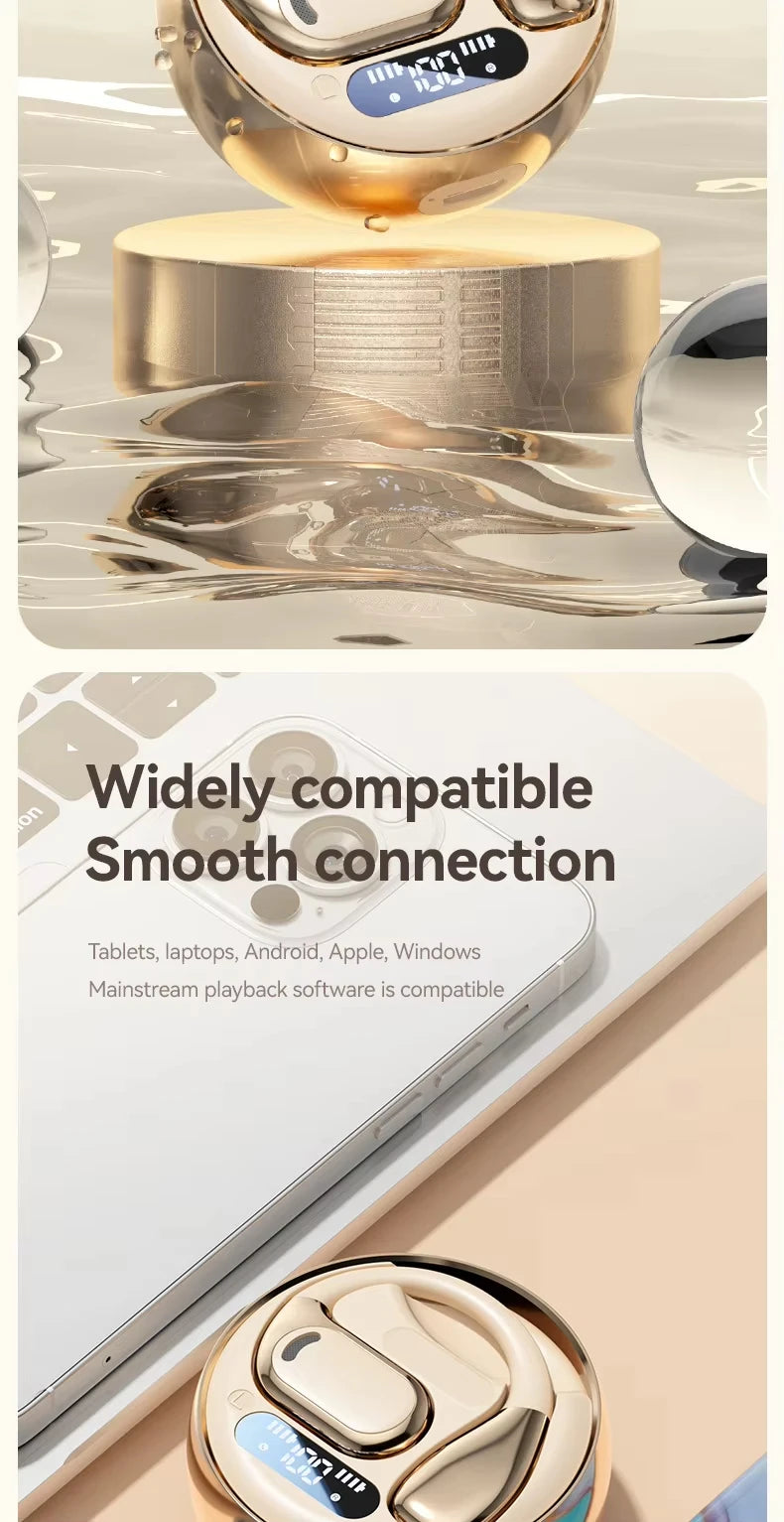 Open Ear Earbuds Wireless Earbuds Bluetooth 5.4,LED Display Bluetooth Earphone,AI Noise Reduction Touch Controls,72hr Playtime