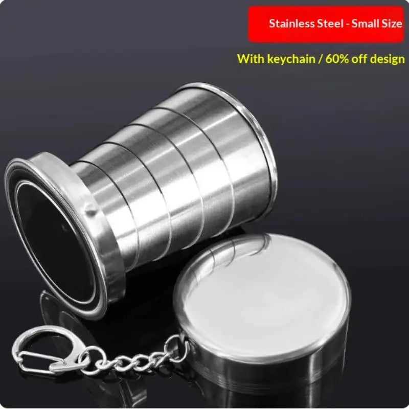Stainless Steel Teacup with Collapsible Design for Camping Easy to Pack Lightweight Cookware for Outdoors