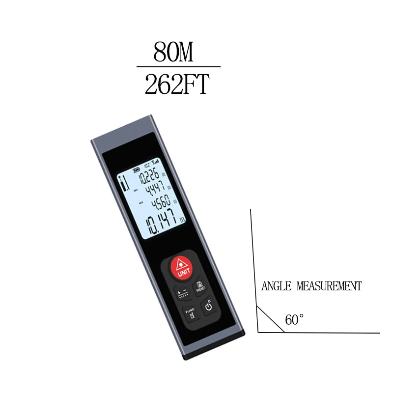 Laser rangefinder, aluminum alloy shell, USB charging, multiple measurement modes, 262FT/328FT distance with angle function