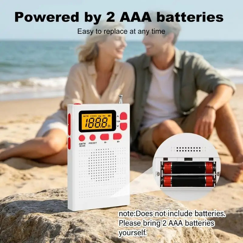 Portable Radio Mini FM Weather Radio Pocket Radio Player LCD Screen Digital Radio Long Distance Best Reception H8WD