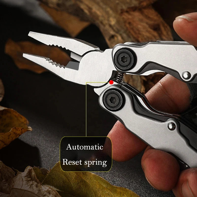 11-in-1 Multi-Tool Pliers Stainless Steel, Folding EDC Pocket Multitool with Knife & Screwdriver for Camping Hiking Survival