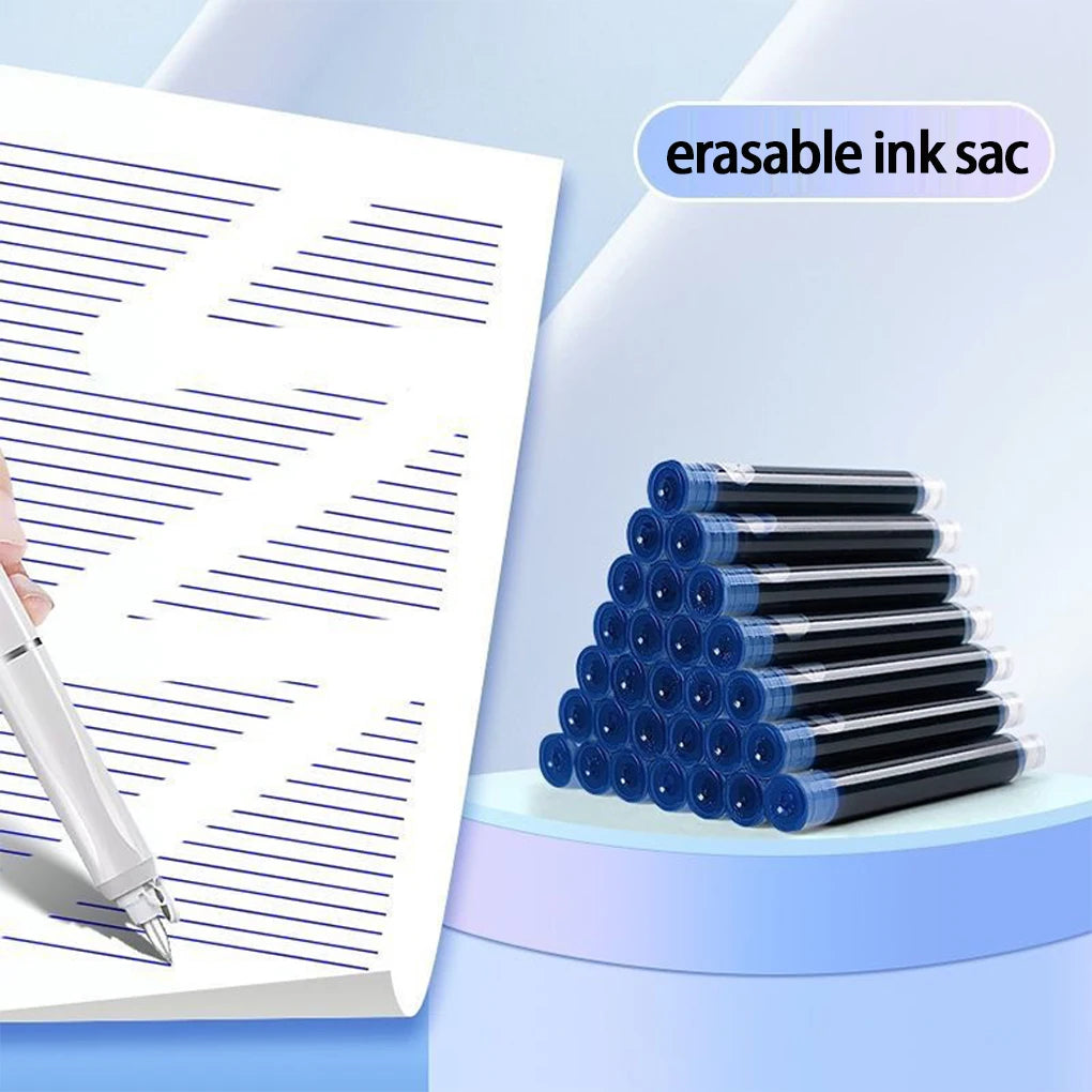 Erasable Space-Time Capsule Press Pen 20Pcs Retractable Fountain Pen Ink Cartridges Space Capsule Click Nonsplash Ink Pen Set