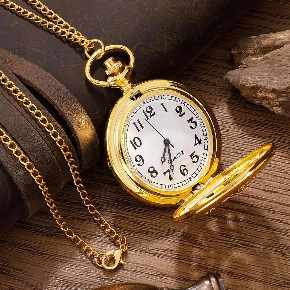 Gold pocket watch, outdoor hiking and adventure equipment, flip compass pocket watch
