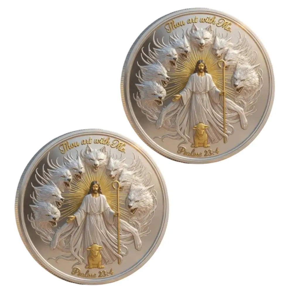 Faith Coin Faith Commemorative Coin Jesus Good Shepherd Psalm 23 4 Protection Challenge Coin Keepsake Token for Believers