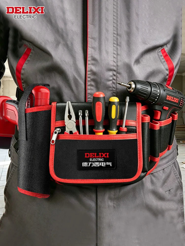 Tool Waist Bag,Puncture-Resistant Oxford Fabric,Zippered Pocket,Portable Multi-Pocket Tool Organizer,for Storage of Small Tools.