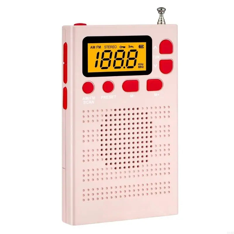 Portable Radio Mini FM Weather Radio Pocket Radio Player LCD Screen Digital Radio Long Distance Best Reception H8WD