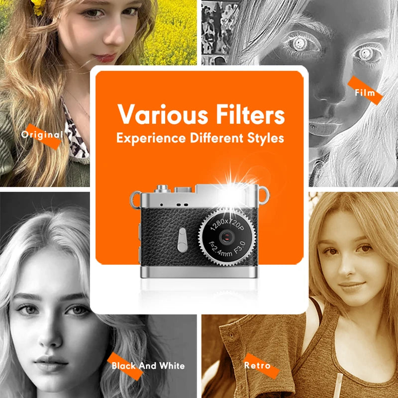 Mini 1080P HD Retro Digital Camera Pocket Cameras Photography Travel Selfie Entry-Level Small Mini Camera Compact Camcorder