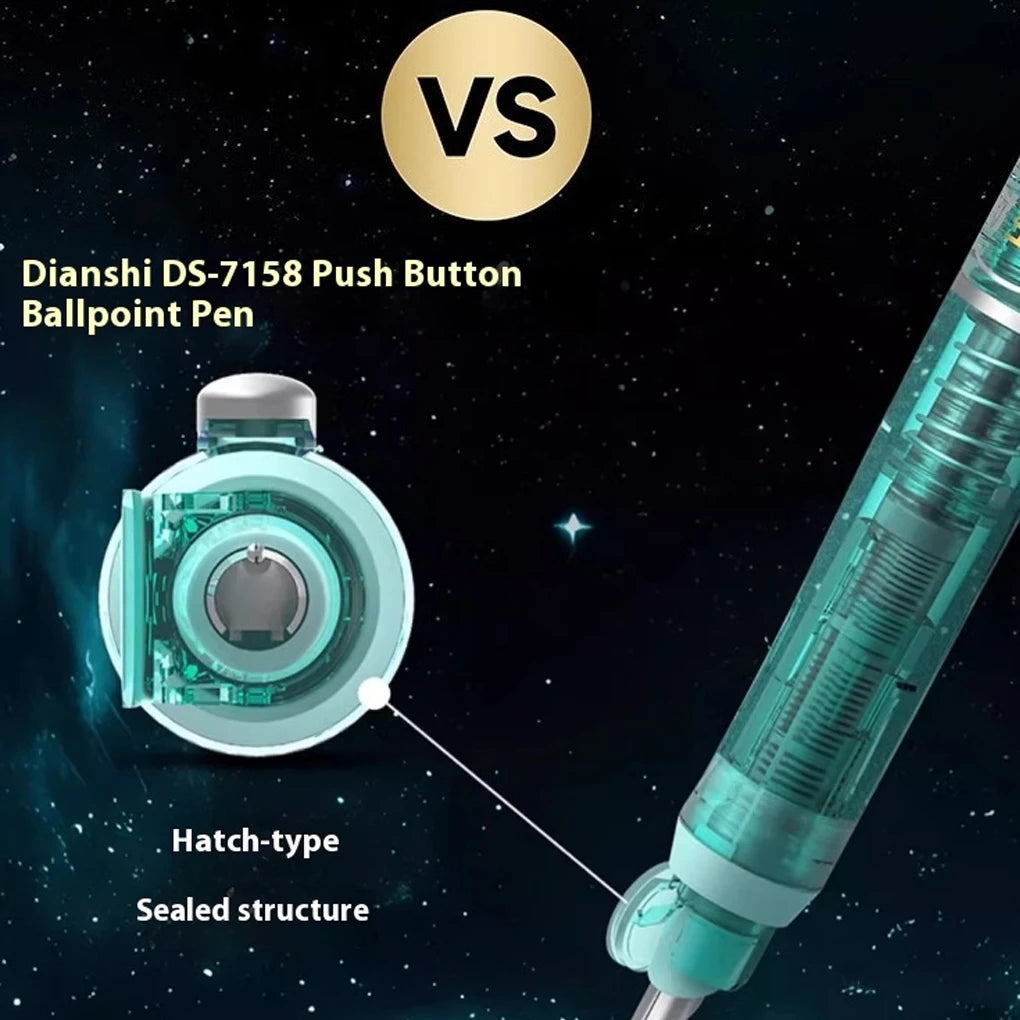Space Capsule Design Retractable Fountain Pen 0.38mm Smooth No Splatter Writing Pen with Ink Cartridge Set for School Stationery