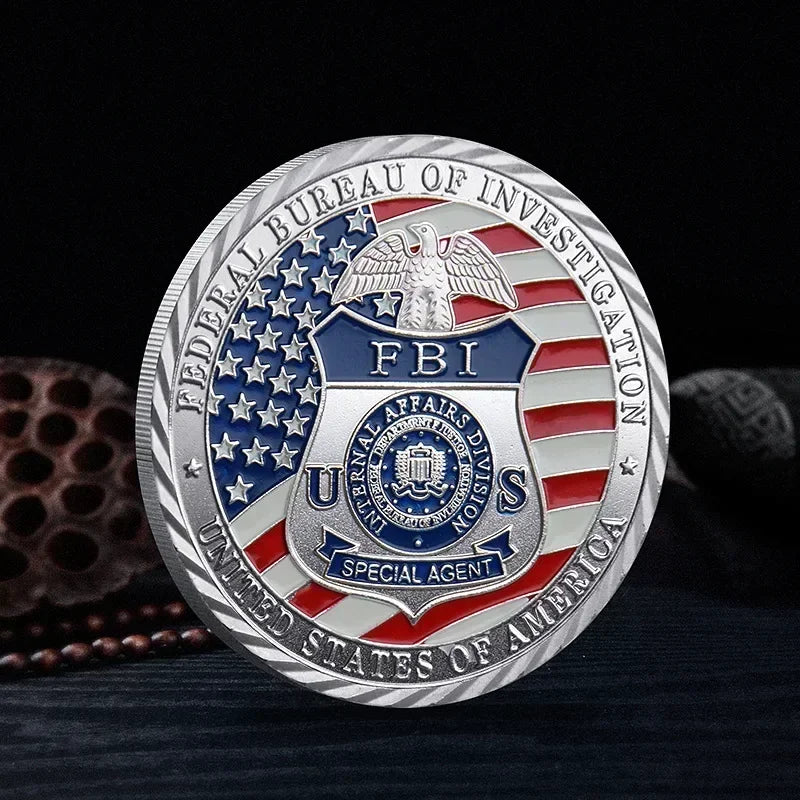 US FBI Themed Coins, Military Challenge Coins, Metal Electroplating Process Products, Badges, Commemorative Gold Coins