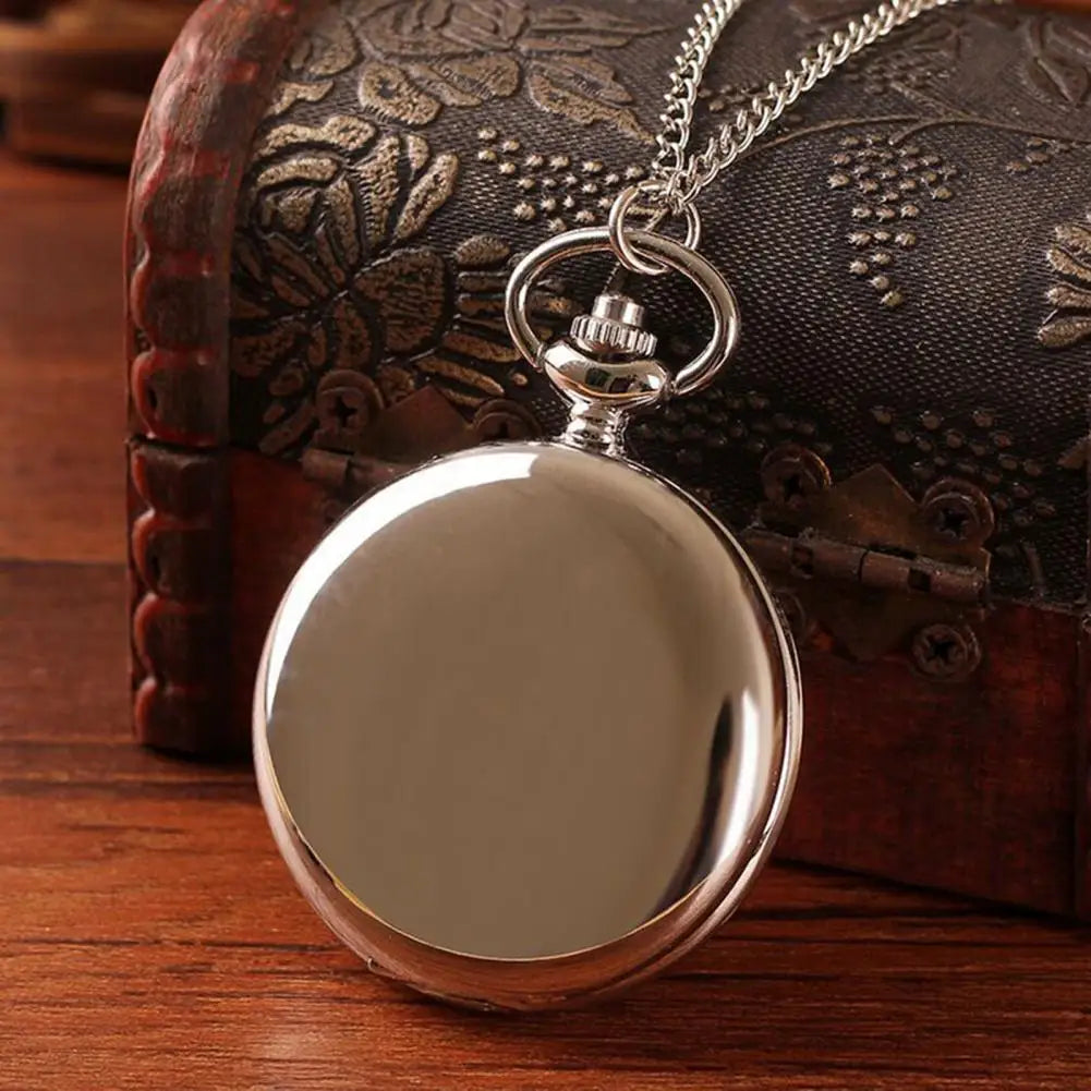 Quartz Pocket Watch Fob Chain Necklace Mens Father Gifts Clock Classic Smooth Vintage Pocket Watch Necklace Pendant Pocket Watch