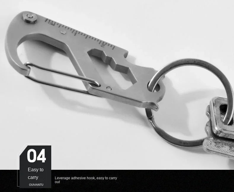 Stainless Steel 6-in-1 EDC Car Keychain – Knife, Bottle Opener & Multi-Bit Screwdriver
