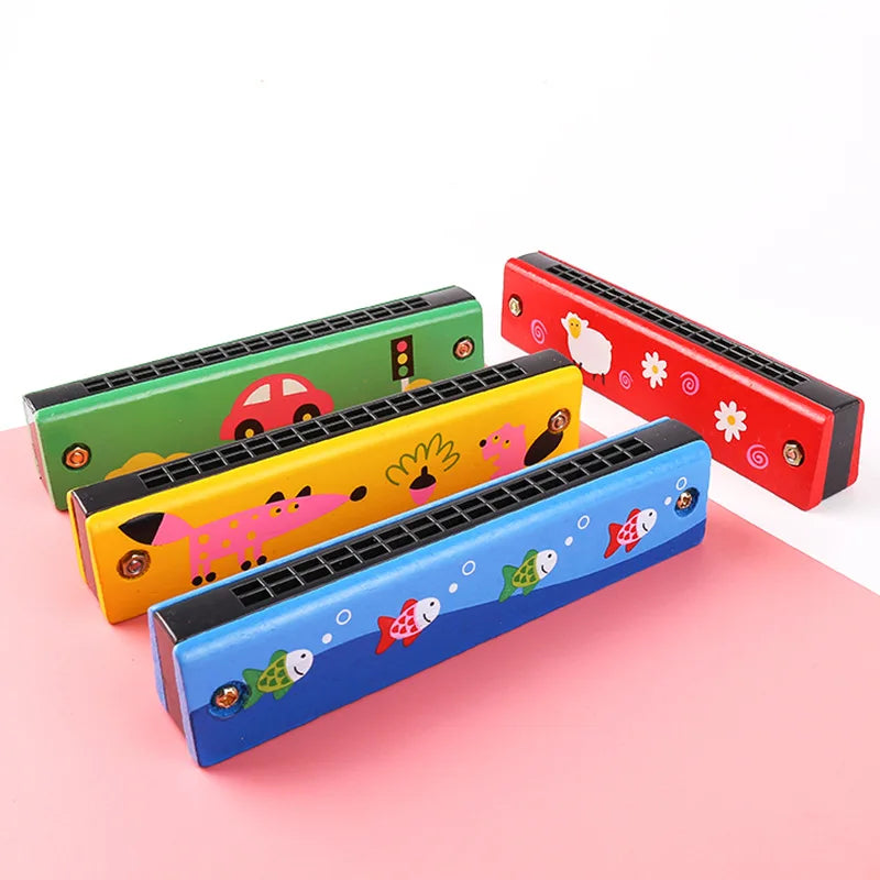 16 Holes Cute Harmonica Musical Instrument Educational Toys Cartoon Pattern Child Wind Instrument Children Gift Kids Montessori