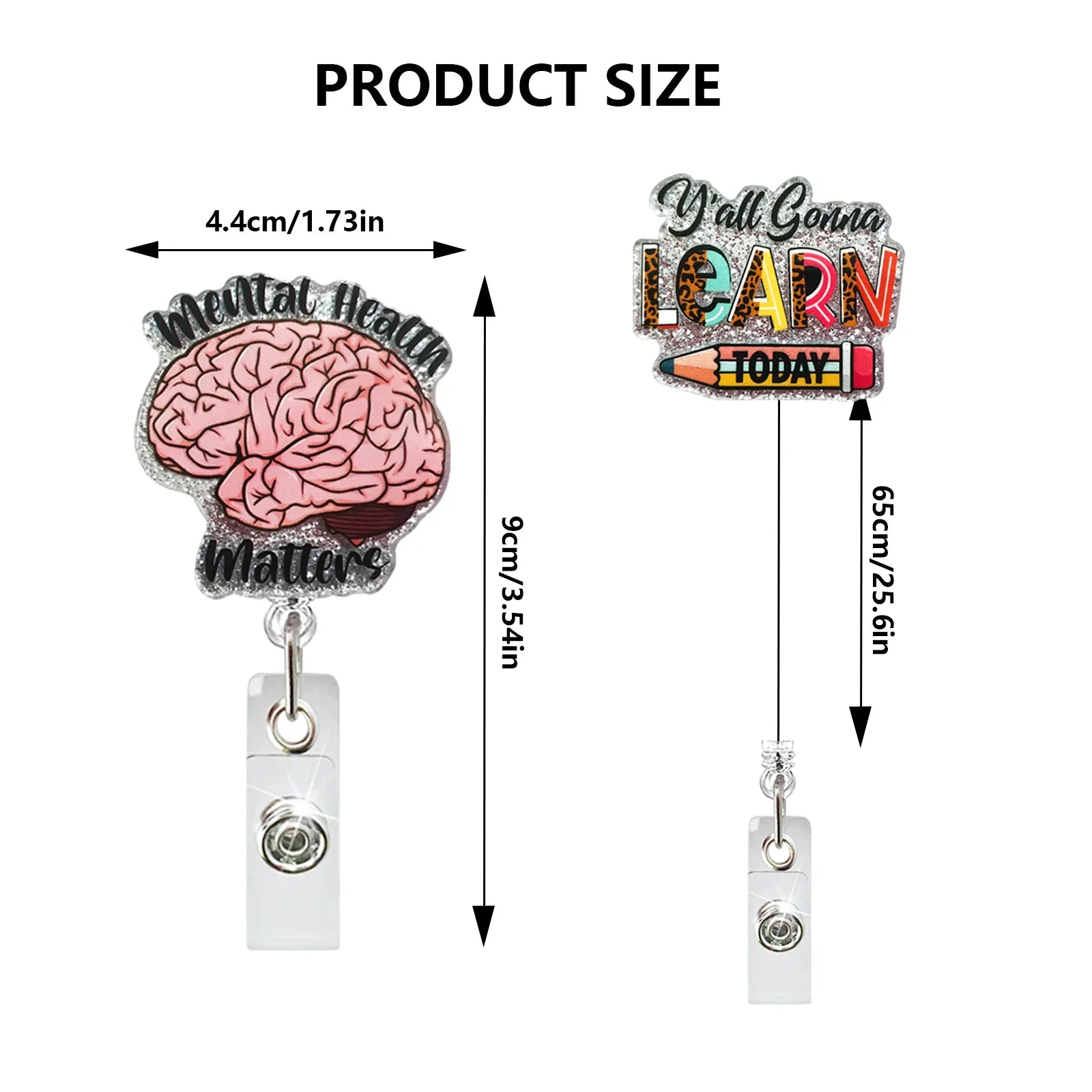 Acrylic Brain Baby Cat Coffee Cup Medical Rotatable Id Badge Holder Retractable Badge Reel Gift For Doctor Nurse Key Chain Tools