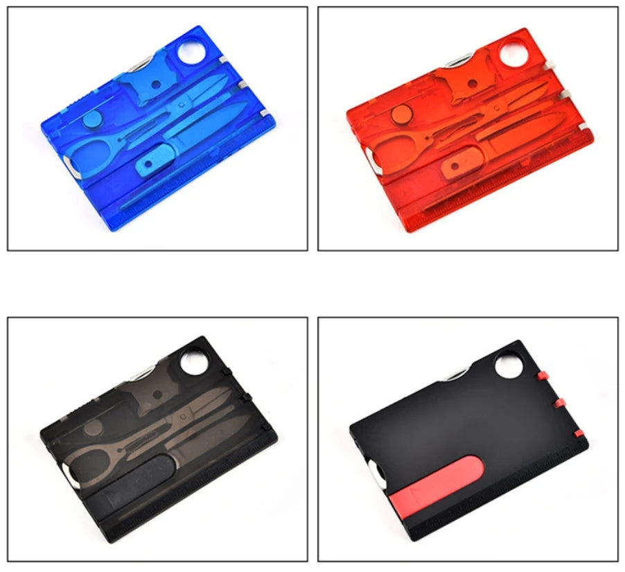 HOT 12 In 1 Pocket Credit Card Portable Multi Tools Outdoor Survival Camping Equipment 1 Box Portable Hiking Cards EDC Tool Gear