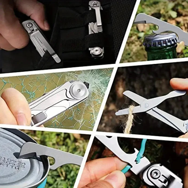 9-in-1 Multitool Pocket Mini EDC Tooll Pocket Knife - Foldable for Lightweight Portable Tool for Camping and Household Use