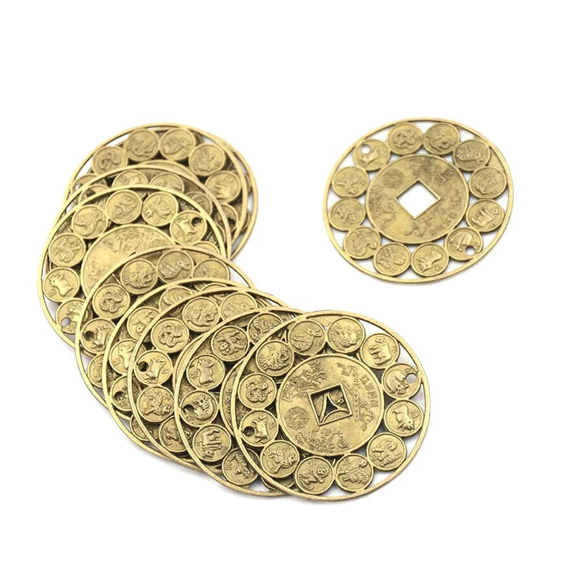 。2pcs new Amulets for Good Luck Feng Shui Coins Amulet Money Prosperous Protection Zinc Alloy Auspicious Chinese Coins of Luck