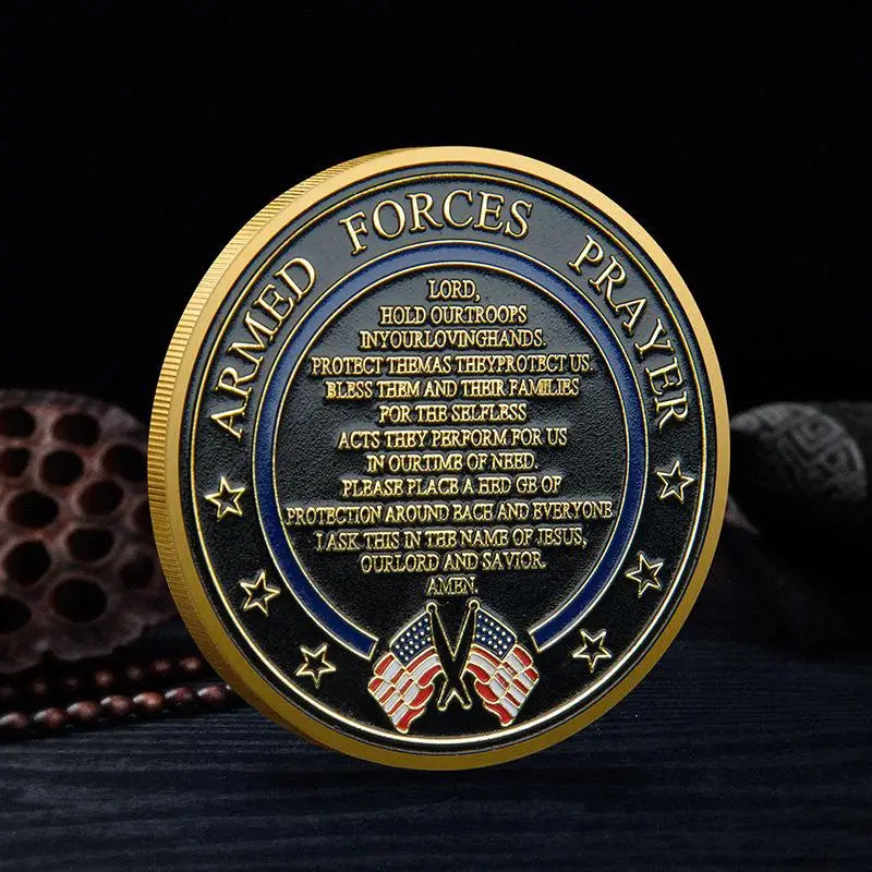 United States Space Force Challenge Coin And Heros Valor Prayer For Courage Coin Souvenirs Coins Golden Plated Decorations