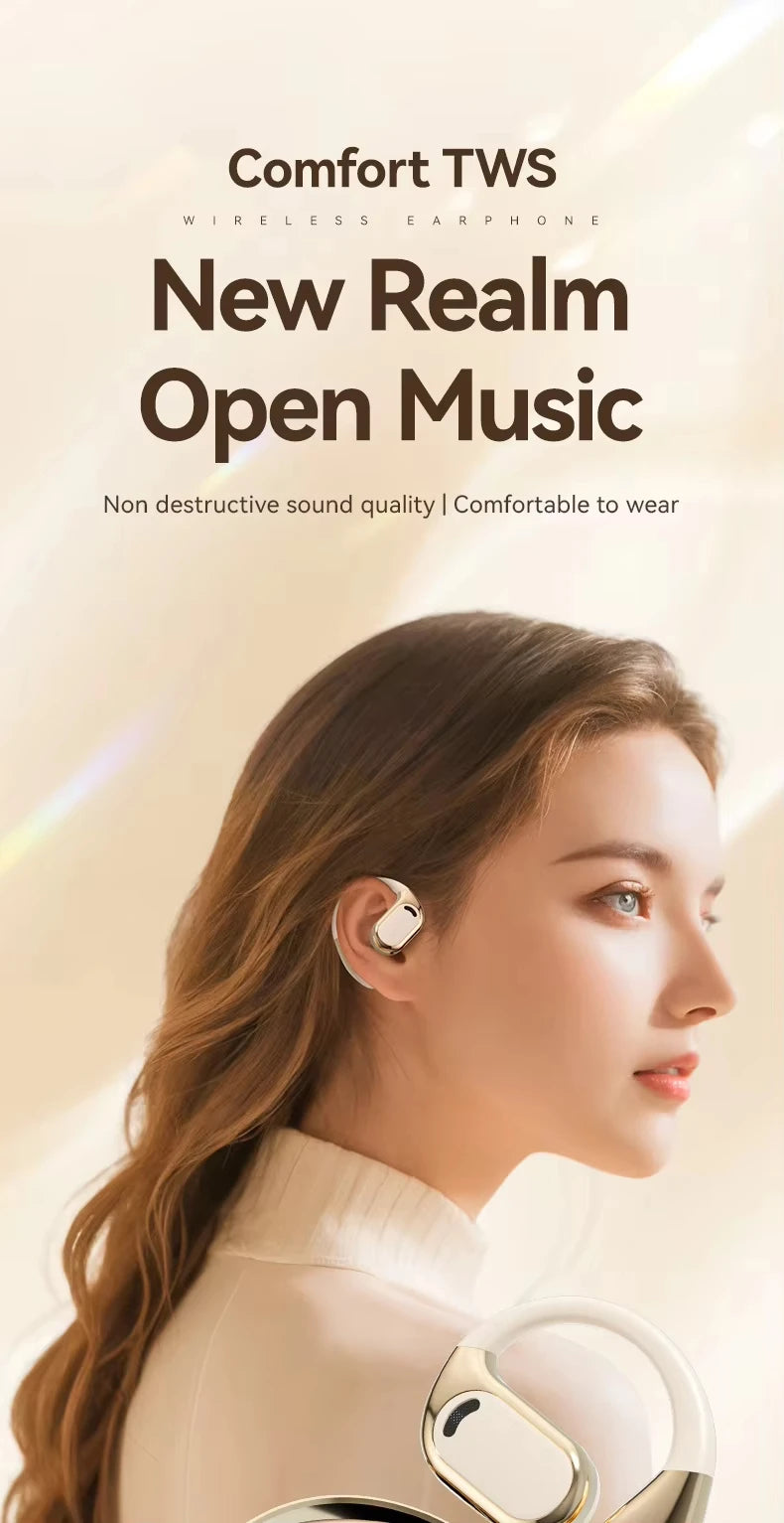 Open Ear Earbuds Wireless Earbuds Bluetooth 5.4,LED Display Bluetooth Earphone,AI Noise Reduction Touch Controls,72hr Playtime