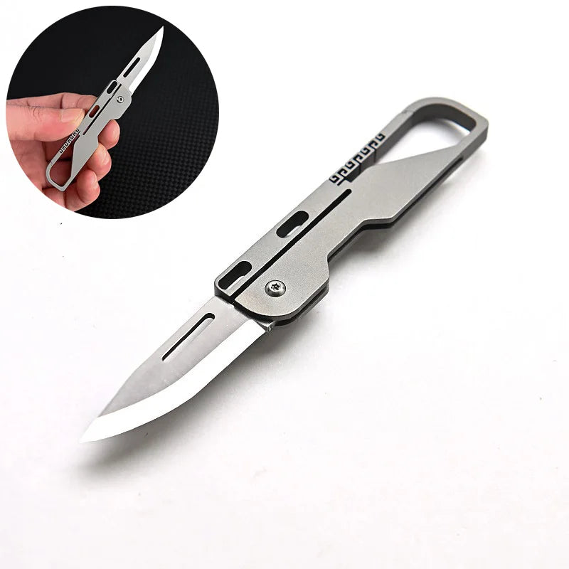 Titanium Alloy Pocket Knife Camping Survival Multitool Mini Folding Knife Outdoor EDC  Tools Bucket Keychain Unboxing Cutter
