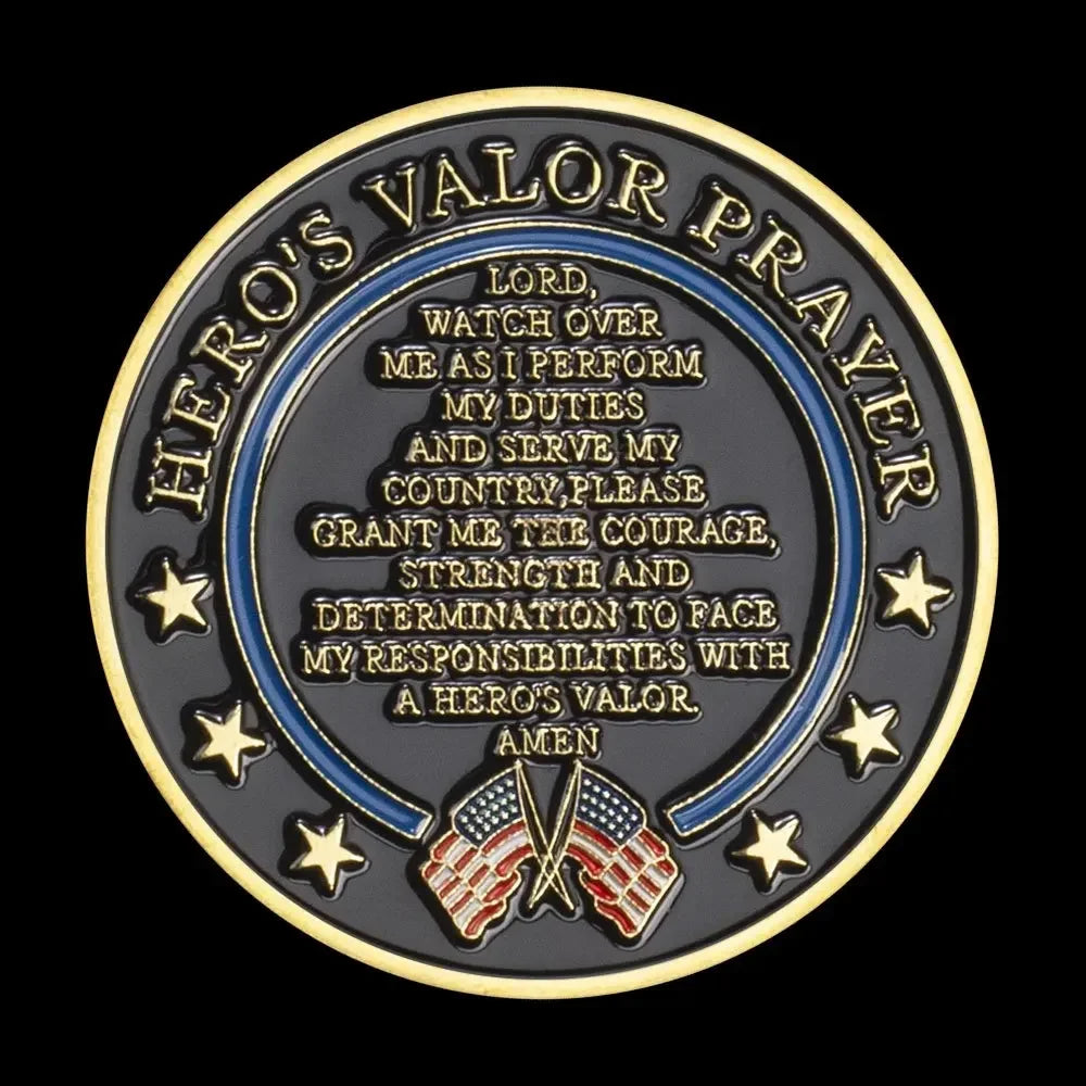 United States Space Force Challenge Coin and Heros Valor Prayer for Courage Coin Souvenirs Coins Golden Plated Decorations