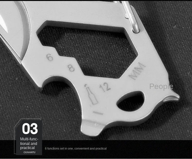 Stainless Steel 6-in-1 EDC Car Keychain – Knife, Bottle Opener & Multi-Bit Screwdriver
