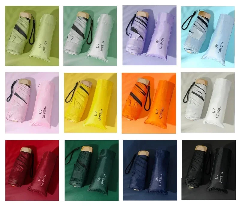 Mini Sun Umbrella Small Pocket Rain Travel Umbrella Vinyl Folding Umbrella UV Protection Sun Shade Pocket Parasol Capsule  자동