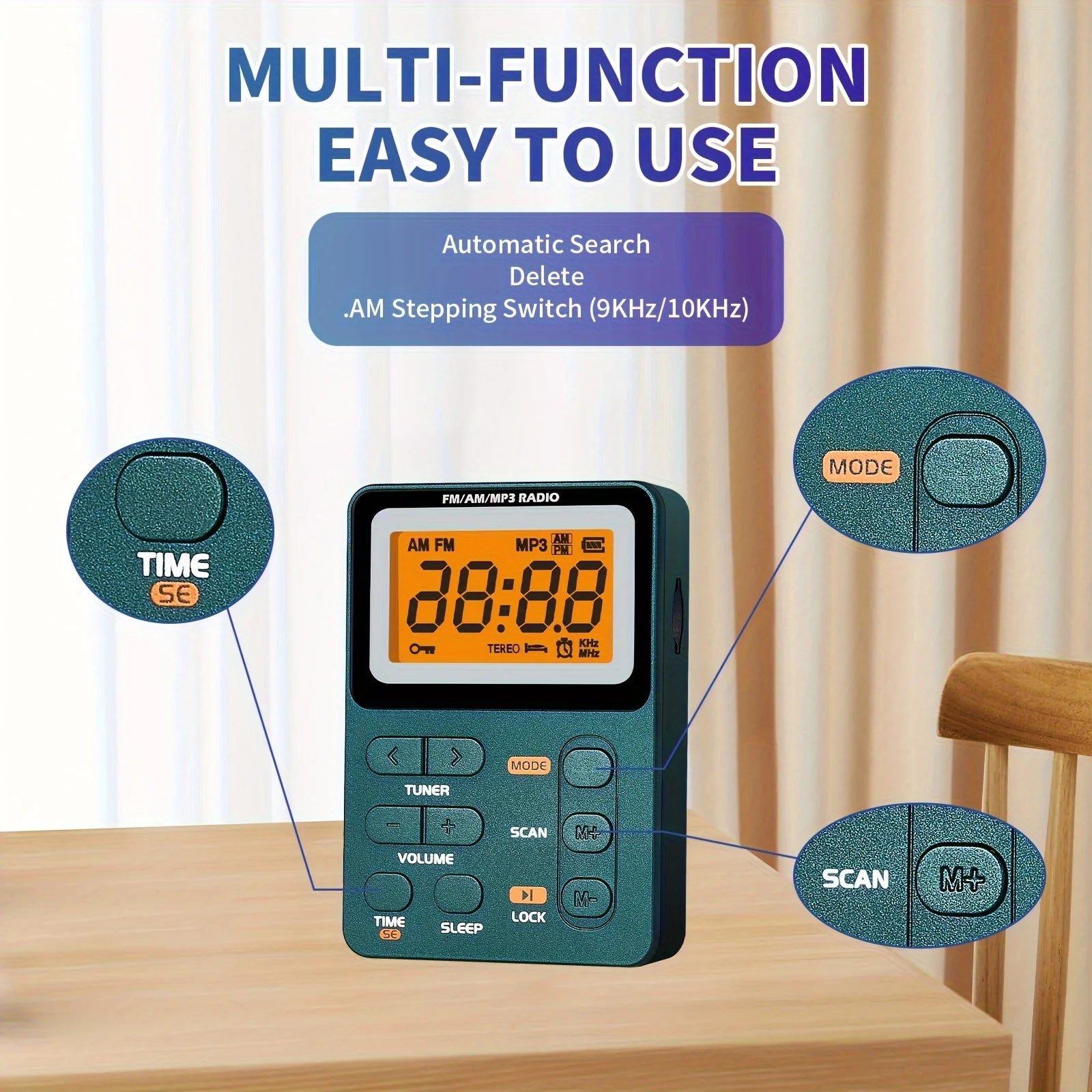 Small Emergency Portable FM/AM/MP3 Radio 600mAh Rechargeable Battery Radio for Outdoor Sports, Leisure and Entertainment