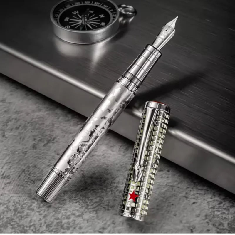 Hongdian WA35 Limited Edition Fountain Pen EF F Nib with Converter Space Shuttle Pattern Writing Gift Pen office study supplies