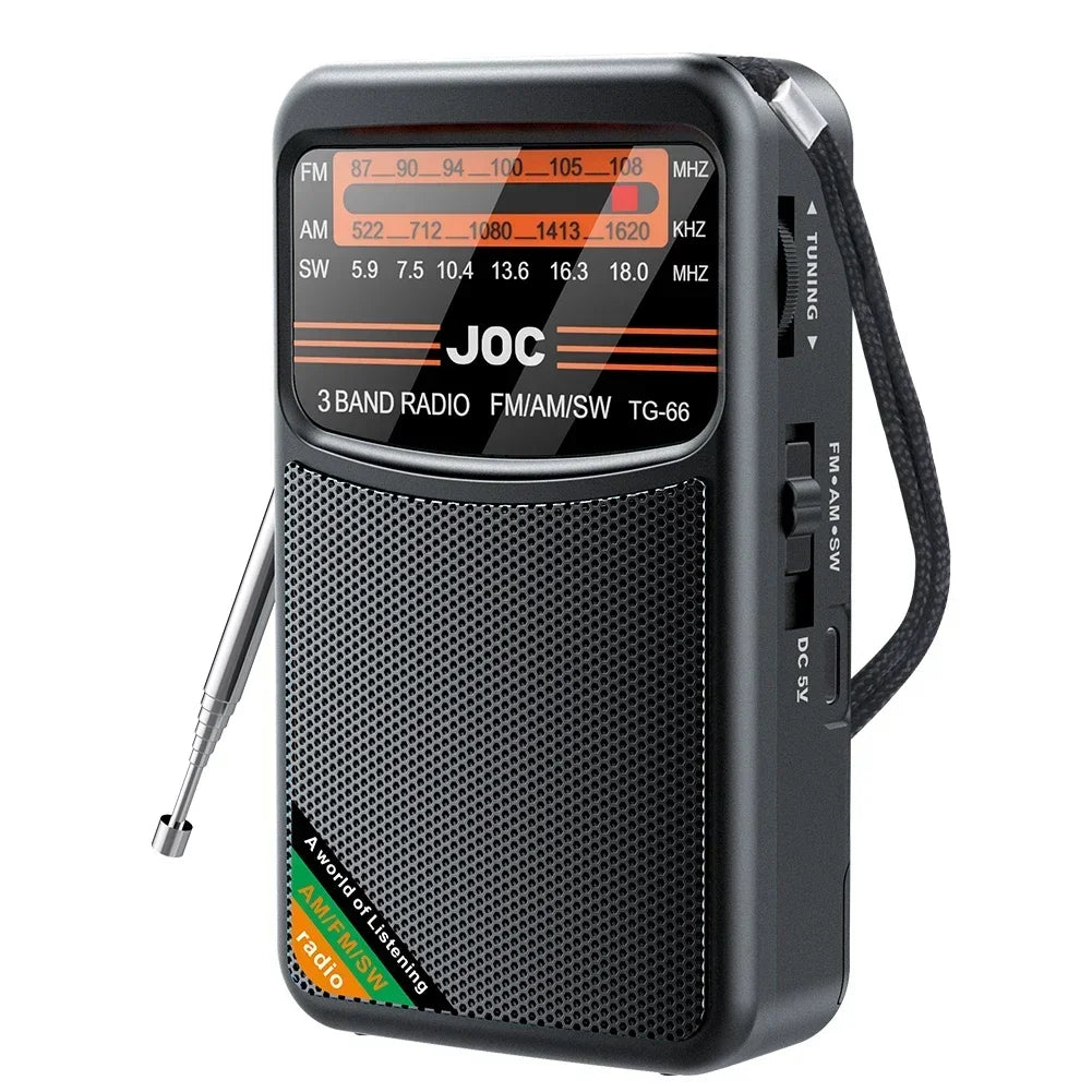 Portable Radio AM FM SW Pocket Radios with Rechargeable Battery Built in Speaker with HD Display Screen Mini FM Receiver Radios