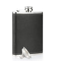 LMETJMA 8 Oz Hip Flask Black Leather Flask Stainless Steel Soft Touch Leather Wrap Flask with 1 Funnel Whiskey Rum Flask KC0465