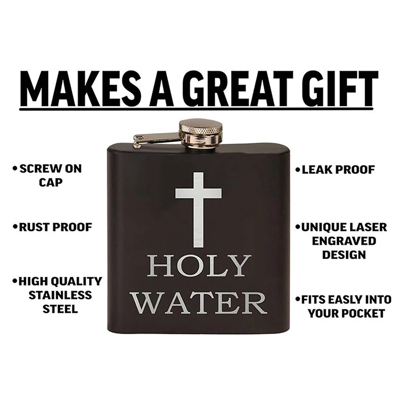 168ML Cross Pattern Holy Water Bottle Black Hip Flask Stainless Steel Hip Flask Hip Flask Alcohol Whiskey Hip Flask Screw Cap