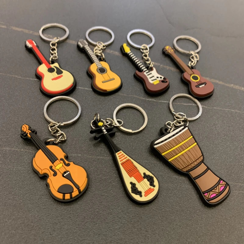 Fashion Key Chains Cute Violin Guitar Key Chains Mini Kawaii Musical Instrument Ornaments Gift for Friends Jewelry & Accessories