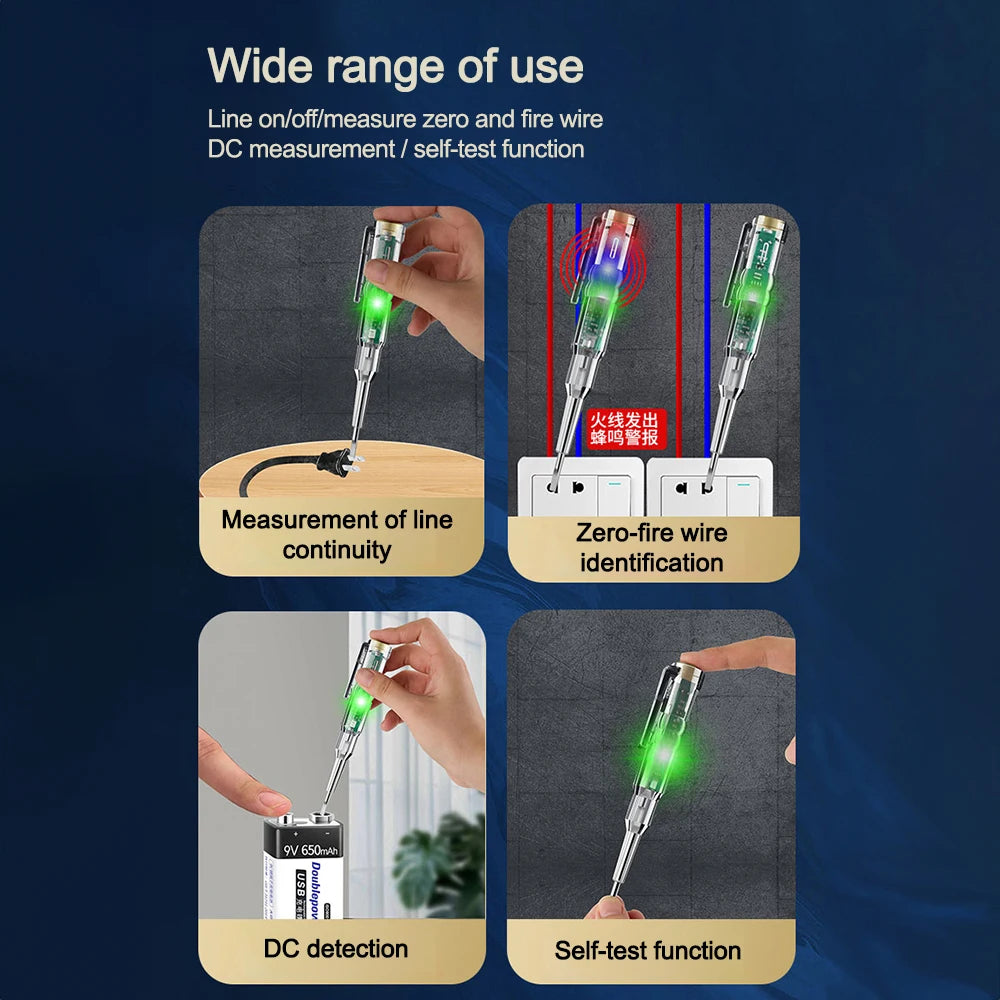 AC24-250V Intelligent Voltage Circuit Tester Pen Screwdriver Electric Test Detector Slotted Screwdriver Test Pen with Buzzer