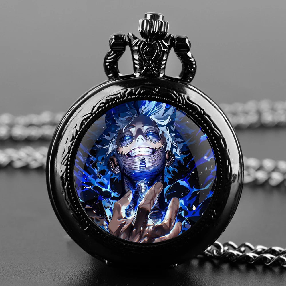 Jujutsu Kaisen Pocket Watch Elegant Exquisite Reteo Black Creative Design Quartz Pocket Watches for Women Men Children