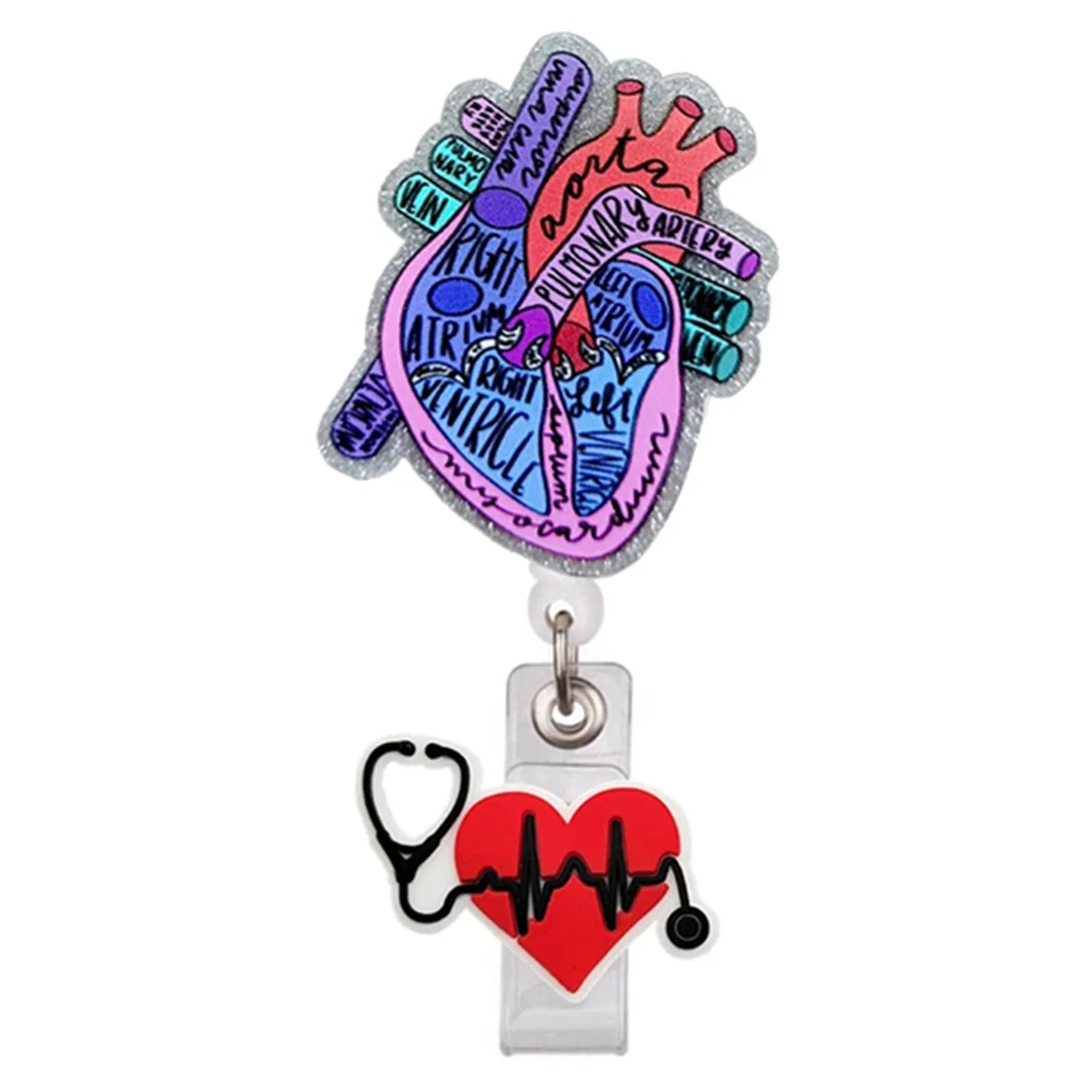 Acrylic Brain Baby Cat Coffee Cup Medical Rotatable Id Badge Holder Retractable Badge Reel Gift For Doctor Nurse Key Chain Tools
