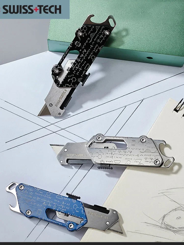 Swiss Tech Pocket Utility Knife Multitool Knives 2 In 1 Unpacking Knife Cutter Box Opener Paper Cutting Combination Tool