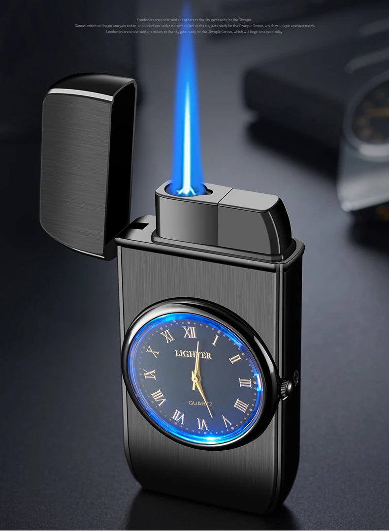 Unusual Metal Watch Gas Lighters Butane Windproof Lighters Turbo Lighters Gifts Gadgets Cigarette Lighters for Men
