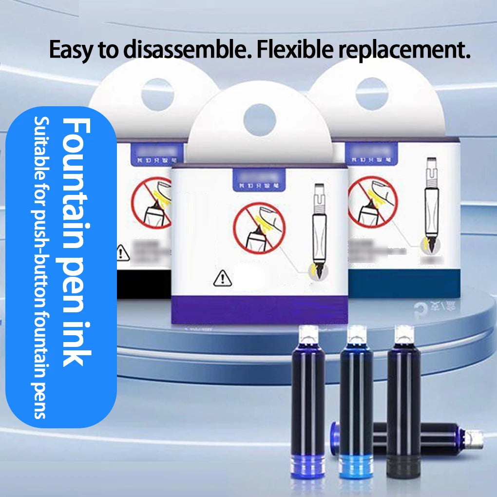 Erasable Space-Time Capsule Press Pen 20Pcs Retractable Fountain Pen Ink Cartridges Space Capsule Click Nonsplash Ink Pen Set